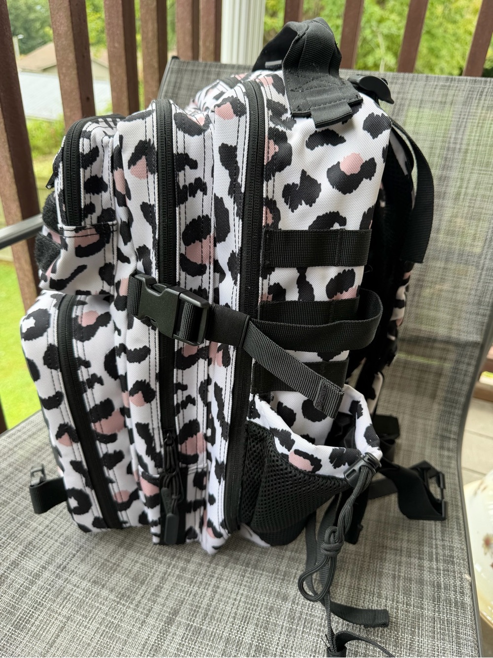 Women’s Leopard Print Tactical Backpack - Pink & Black Meal Prep 35L - Picture 4 of 9